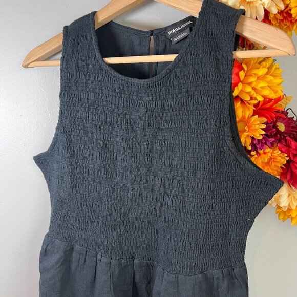 prAna Womens Seakissed Midi Everyday Dress SMALL in Black Cotton Dobby Jersey - Picture 3 of 9